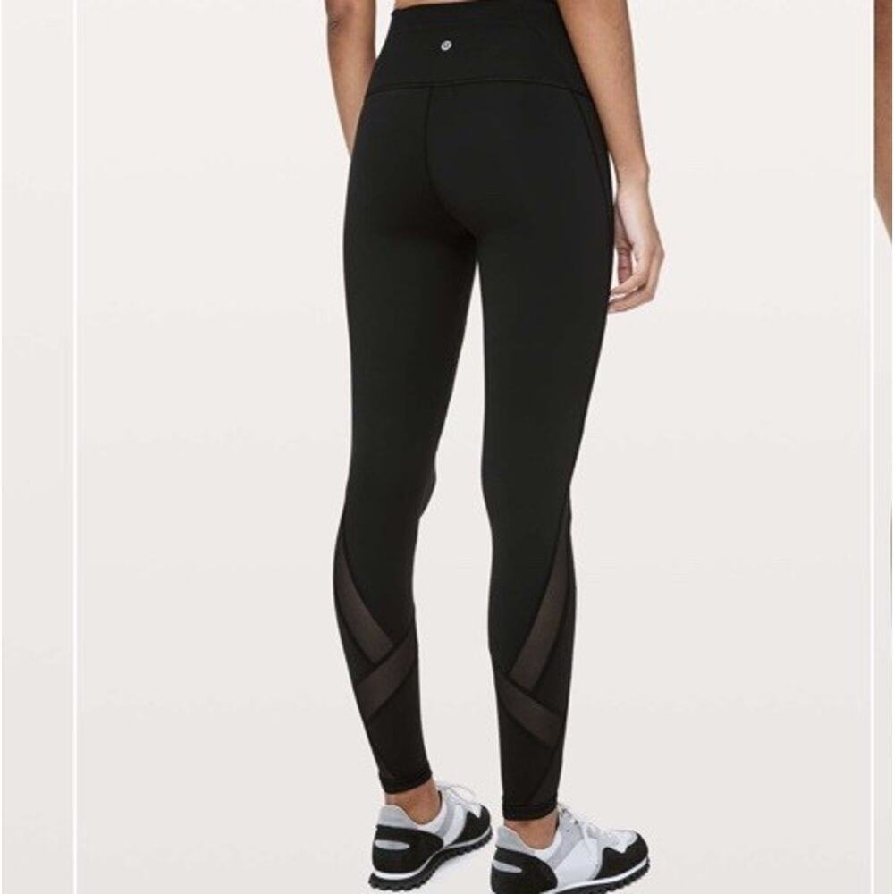 LULULEMON Black Wunder Under High-Rise Tight *Mesh 28" Active Leggings Size 6 - Picture 2 of 7